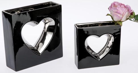 Vasen schwarz-silber Hearts