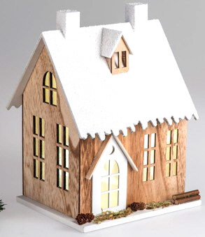 Winterhaus mit Licht 32 cm